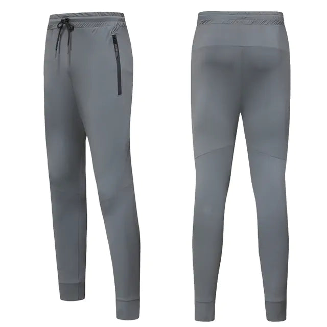 Front and back of light grey breathable sweatpants for working out or cardio