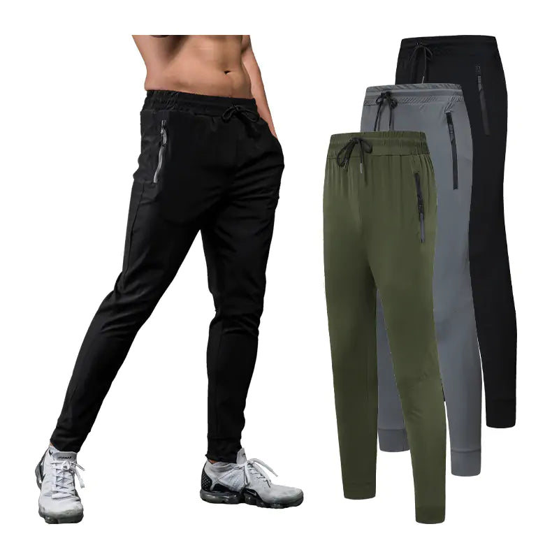 Man wearing black breathable sweatpants 