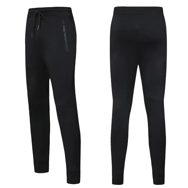 Front and back of black breathable sweatpants for working out or cardio